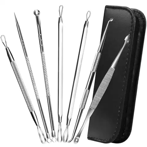 7 in 1 Pimple Popper Tool Kit Blackhead Remover Extractor Tool Kit, Teenitor Blackhead Extractor and Pimple Tool Safe Treatment Zit Popper Acne Kit Black Head Extractions Tool Comedone Extractor