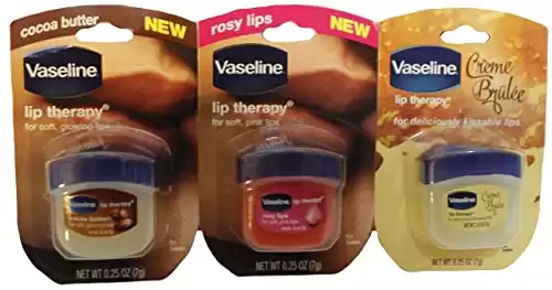 Vaseline Lip Therapy Bundle - Creme Brulee, Rosy Lips & Cocoa Butter, 0.25 Ounce (Pack of 3)