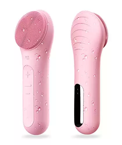 Face Scrubber, NågraCoola CLIE Facial Cleansing Brush, Waterproof and Rechargeable Face Scrub Brush for Men & Women, Cleansing, Exfoliating and Massaging, Electric Face Wash Brush - Pink