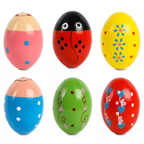 6 PCS Wooden Percussion Musical Egg Maracas