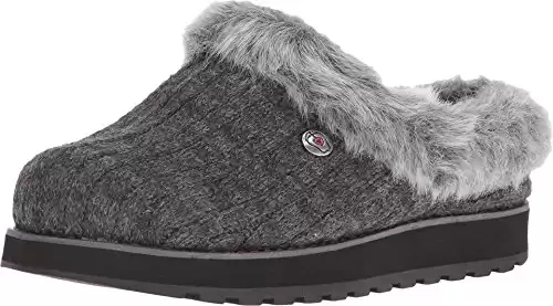 Skechers BOBS Women's Keepsakes - Ice Angel Slipper, Charcoal, 8 M US