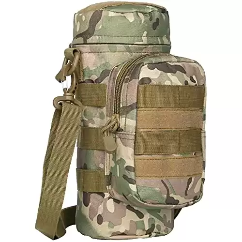 Tactical Molle Water Bottle Pouch, Carrier Holder with Pocket