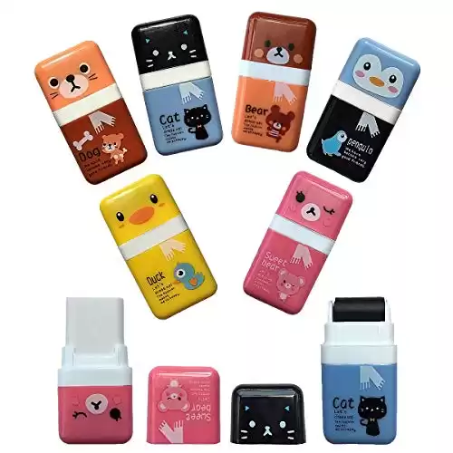 EIKOSON Erasers for Kids Pencil Eraser Shaving Roller Case for Easy Pick Up and Removal | Animal Themed Cute and Fun Party Favor and School Supplies for Kids,Back to School Gift(6 Pc)