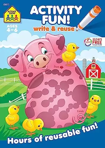 School Zone - Activity Fun! Write & Reuse Workbook - Ages 4 to 6, Preschool to Kindergarten, Numbers, Counting, Pre-Writing, Tracing, Wipe Clean (School Zone Write & Reuse Workbook)