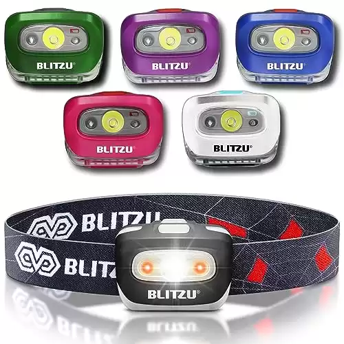 BLITZU Headlamps for Adults, Camping Accessories Clearance, Camping Gear Equipment, Head Lamp to Wear, Head Flashlight, Camping Essentials for Family, Camper, Kids, Adults, Headband Light, Black