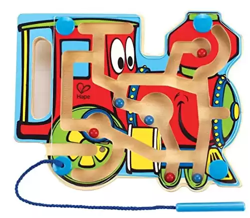 Award Winning Hape Choo Choo Tracks Kid's Magnetic Wooden Maze Puzzle, L: 7.7, W: 0.8, H: 6.1 inch