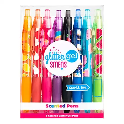 Glitter Gel Smens - Gourmet Scented Pens, Colored Gel Ink, Medium Point, 8 Count