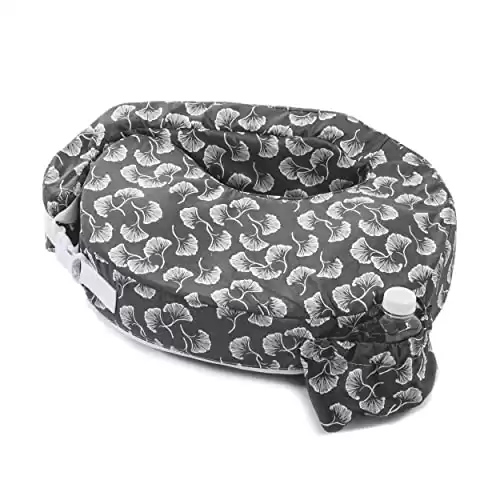 My Brest Friend Original Nursing Pillow | Ergonomic Breastfeeding Pillows | Supports Both Mom & Baby | Breastfeeding Essentials | Handy Side Pocket, Double Straps & Removable Cover, Grey Flowi...