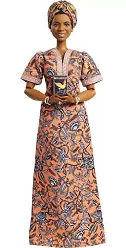 Barbie Inspiring Women Maya Angelou Doll (12-inch) Wearing Dress, with Doll Stand & Certificate of Authenticity, Gift for Kids & Collectors