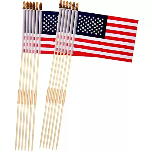 12 Pack 8x12 Inch American Flags on Stick