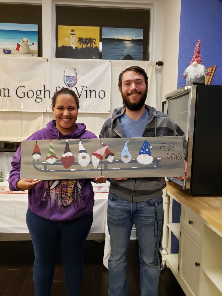 Painting together for Valentine's Day. 